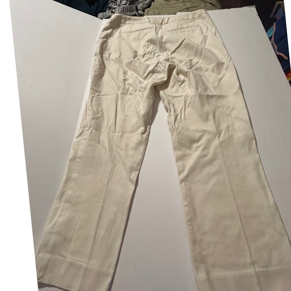 Banana Republic Martin Fit Pants Womens 4 Cream Cotton Stretch Straight Trousers